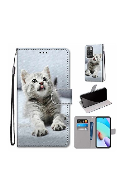 sscase Coloured Drawing θήκη Πορτοφόλι Small Gray Cat (Xiaomi Redmi 10)