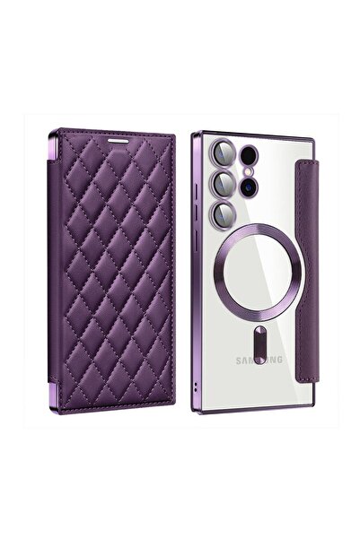 sscase Puff Rhombus MagSafe Θήκη Βιβλίο Purple (Samsung Galaxy S25 Ultra 5G)