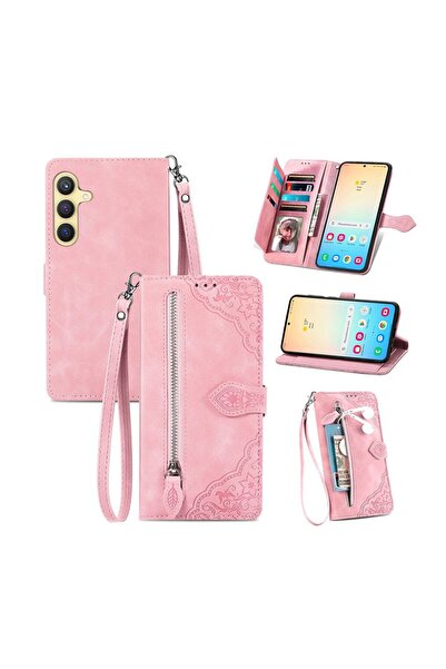 sscase Embossed Flower Θήκη Πορτοφόλι Pink (Samsung Galaxy S24 5G)