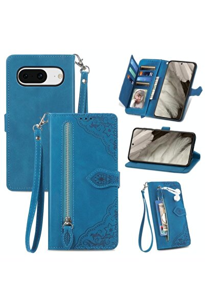 sscase Flower Zipper Θήκη Πορτοφόλι Blue (Google Pixel 8 5G)