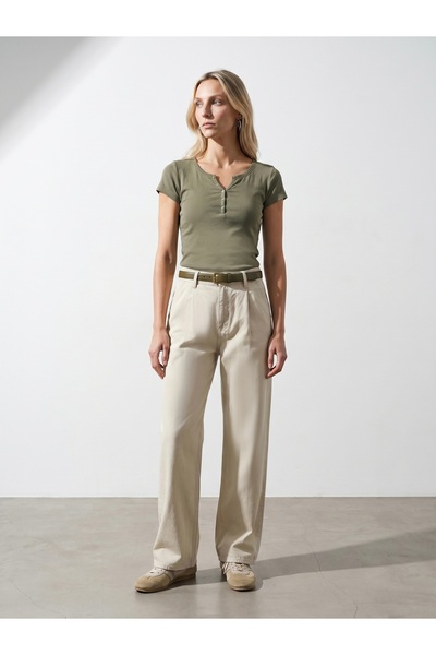 Dilvin 32688 Tricou de bază 100% bumbac - Kaki