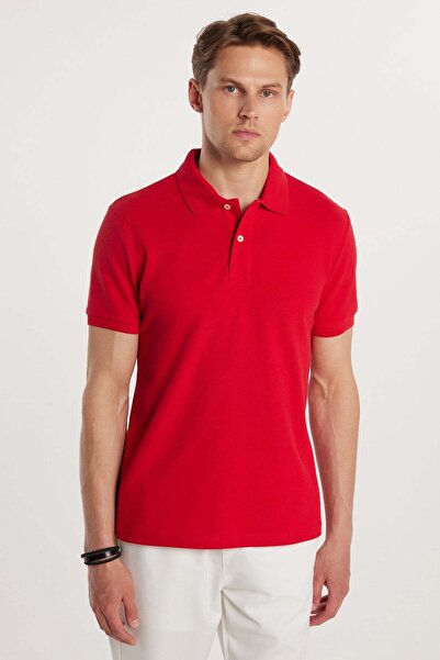 Tudors Men's Slim Fit Premium Series 100% Cotton Soft Textured Mercerized Red...