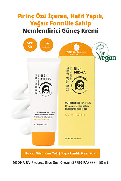 MIDHA Hafif Yapılı Yağsız Formüle Sahip Nemlendirici Güneş Kremi UV Protect R...