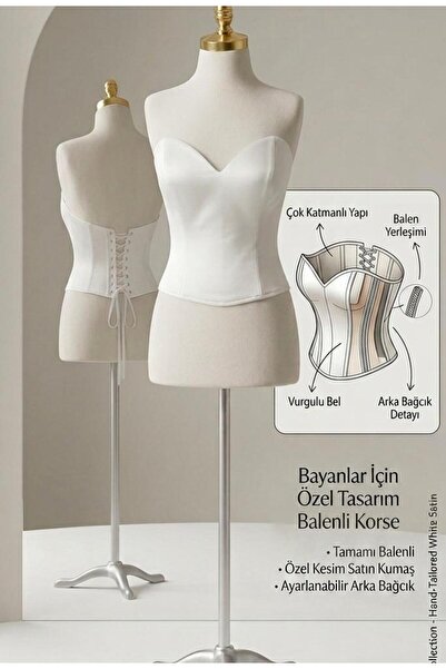 meryemaksubridal Meryem Aksu BRIDAL Arkadan Bağcıklı Saten Gelinlik Büstiyer ...