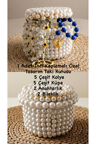 İncili Kavanoz İçinde Sürpriz Hediyelik Takı Kavanozu 15 hediye takı seti Sun&Shells By Özge