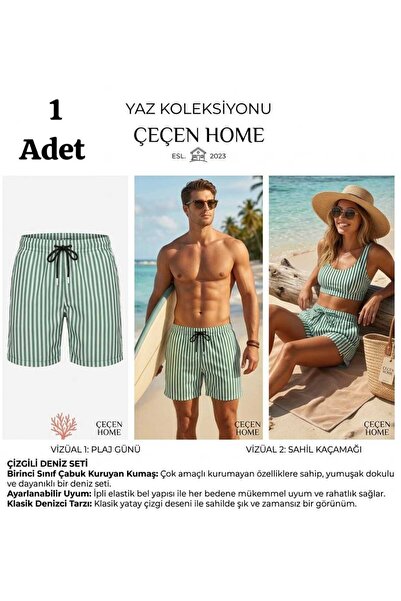 ÇEÇEN HOME (1 komad) Kratke unisex kupaće šortseve sa prugastim detaljima, ud...