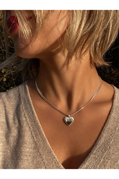 Markiz Takı Heart Steel Necklace 45 cm