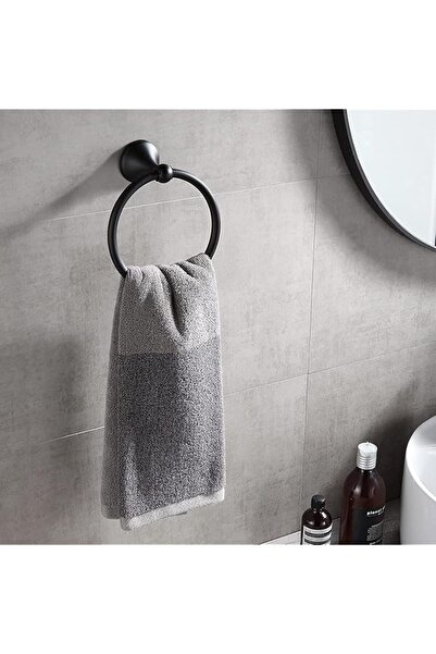 The Bros Matte Black Towel Ring Hand Towel Holder for Bathroom, Wall Mount To...