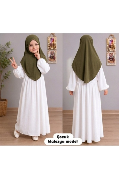 AHRAR tesettür Children's Malaysian Model Hijab Scarf Khaki