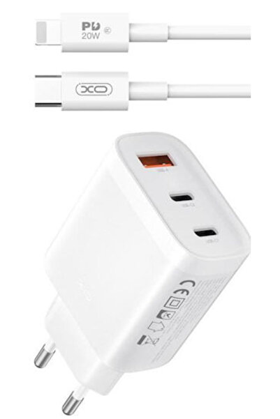 Xo Φορτιστής με θύρα USB-A και 2 θύρες USB-C και καλώδιο USB-C σε Lightning 4...