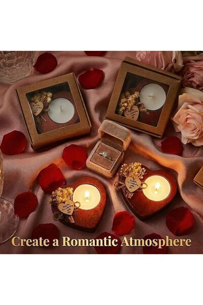 Arabest 6-Piece Heart Shaped Wedding Candles, Rustic Bridal Shower Favors wit...