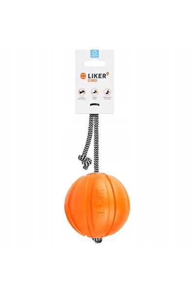 Collar Jucărie pentru câini, Liker, Cord, minge cu șnur, pentru rase mari, 9 cm