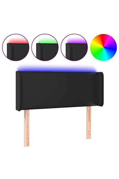 vidaxl Tăblie de pat cu LED, negru, 103x16x78/88 cm, piele ecologică