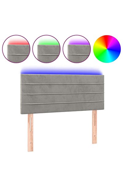 vidaxl Tăblie de pat cu LED, gri deschis, 90x5x78/88 cm, catifea