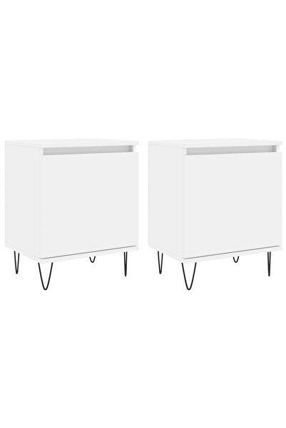 vidaxl Noptiere, 2 buc, alb, 40x30x50 cm, lemn compozit