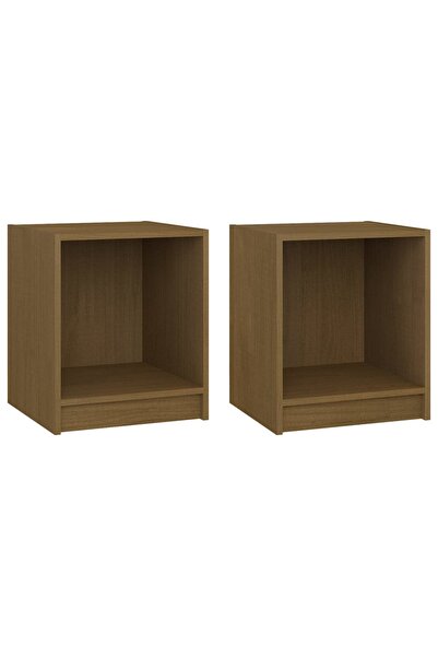 vidaxl Noptiere, 2 buc., maro miere, 35,5x33,5x41,5 cm, lemn masiv pin