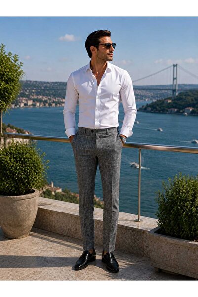 ALEXANDERGARDI Men's Classic Cut Fabric Trousers