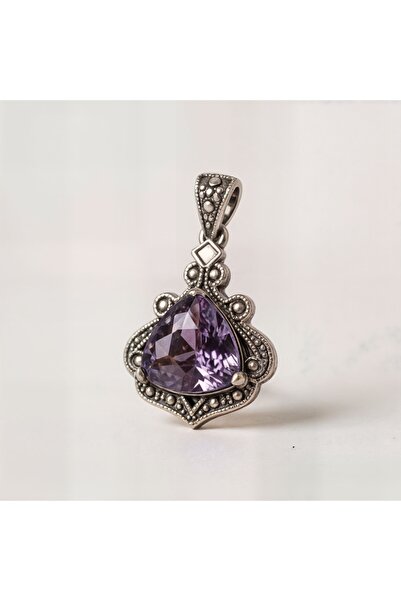 Oria Jewelry 925 silver pendant with marcasite and zirconia