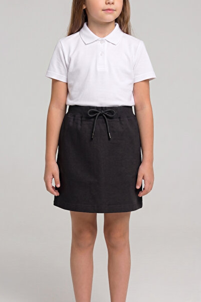 nacar çarşı Girl's Ribbed Waist Black Canvas School Shorts Skirt
