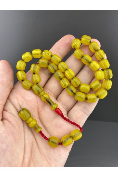 Tesbih Store Zeyzun Signed Capsule Cut Vertical Vein Stick Material Squeeze Amber Prayer Beads