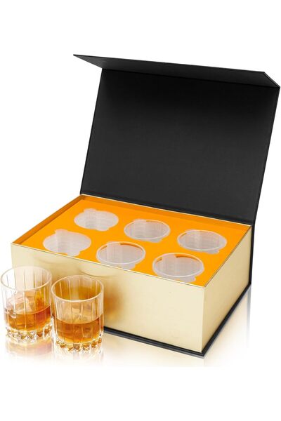 KANARS Pahare de whisky Old Fashioned cu cutie de lux, 300 ml, articole de bar pentru Bourbon, Scotch, băuturi spirtoase și cocktailuri, set de 6.