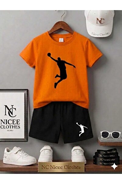 NC Nicee Clothes Summer Children's T-Shirt Shorts Unisex (Black Smash Print)
