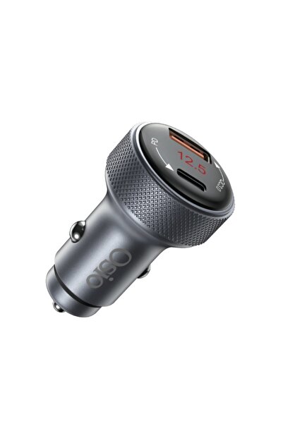 OSIO OTU-6038 Ανθρακί ταχυφορτιστής αυτοκινήτου με USB-A και Type-C-38W