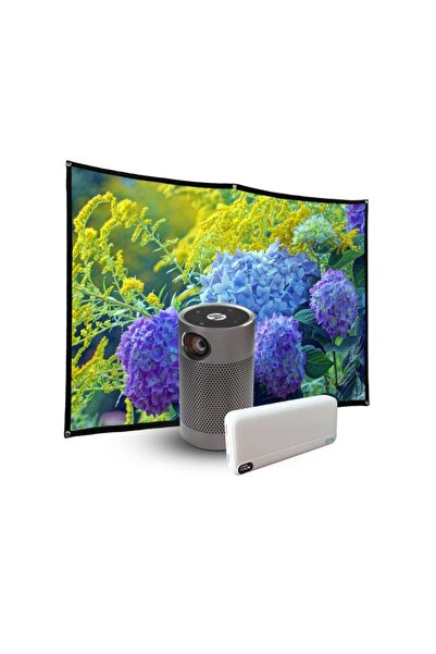 HP MP250 3-IN-1 Mαύρος Projector με Power Bank, οθόνη προβολής 84″, ενσωματωμ...