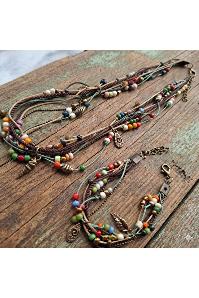 azra takı tasarım Handmade Authentic Bohemian Short Women's Necklace and Brac...