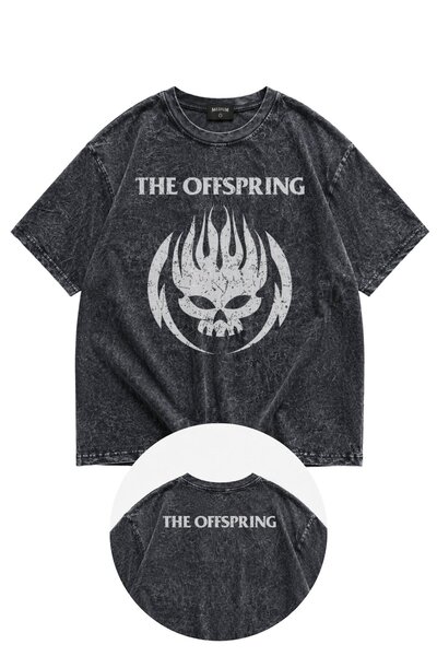 Fuddy Moda Unisex T-shirt με τυπωμένο λογότυπο The Offspring, Oversize Vintag...