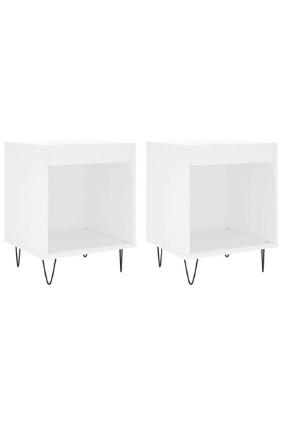 vidaxl Noptiere, 2 buc., alb, 40x35x50 cm, lemn compozit