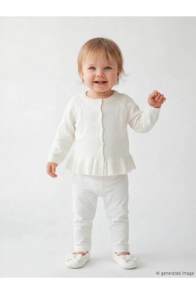 LC Waikiki Nevavm Oval Collar Baby Girl Knitwear Cardigan with a Difference