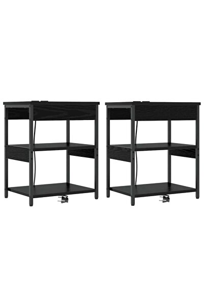 vidaxl Dulap de noapte 2 pcs Stejar Negru 41 x 31 x 51 cm