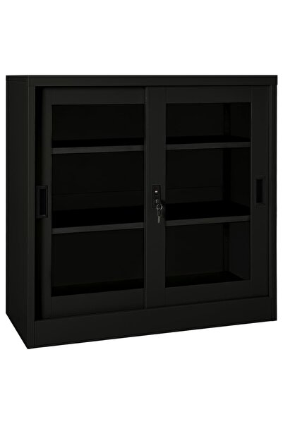 vidaxl Wardrobe with sliding door, black, 90x40x90 cm, steel