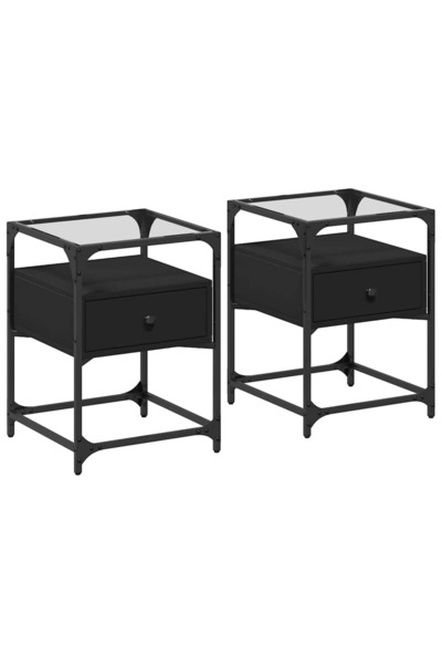 vidaxl Bedside tables, 2 pcs., black, 40x40x55 cm, processed wood