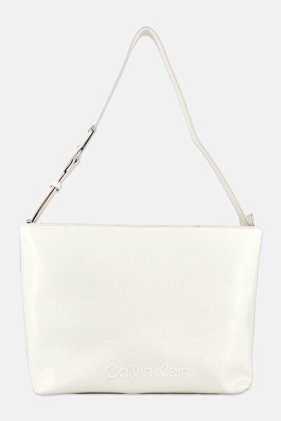 Calvin Klein Women Embossed Logo Shopper Bag, Off White