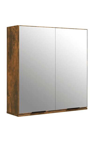 vidaxl Bathroom cabinet with mirror, smoked oak, 64x20x67 cm