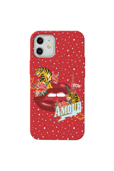 Other Apple iPhone 12 Amour Red Colored Silicone TPU Θήκη