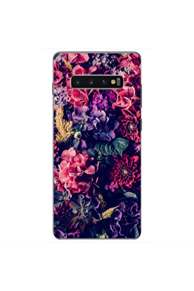 Other Samsung S10 Plus Purple and pink flowers Transparent Silicone TPU Θήκη