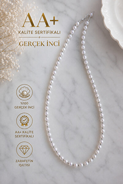 PORSE Sertifikalı AA+ Gerçek İnci Kolye Minimal Şık Tasarım