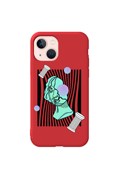 Other Apple iPhone 13 Columns Red Colored Silicone TPU Θήκη