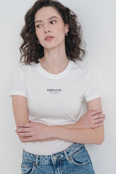 Tommy Jeans , Slim fit t-shirt with logo print, White, L