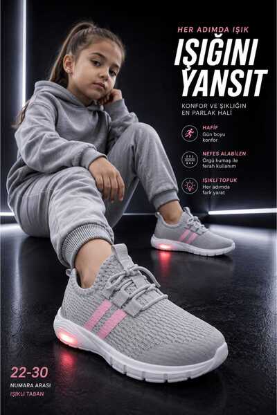 Slipcat Unisex Çocuk Işıklı Spor Ayakkabı Rahat Günlük Sneaker