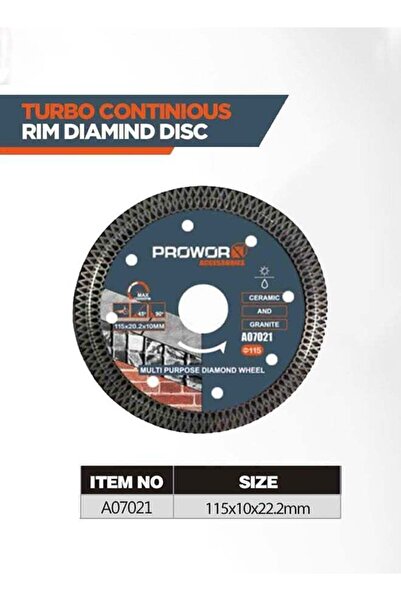 PROWORX قرص ألماس برووركس توربو مستمر 115 مم لقص السيراميك والجرانيت
