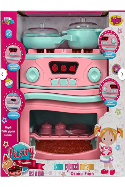 ideal STORE Little Angel OYUNCAK EV ALETİ OCAKLI FIRIN SETİ SESLİ IŞIKLI PİLLİ