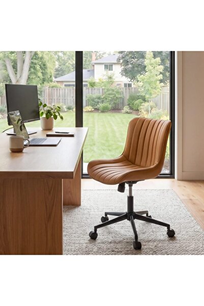 Garvee Ergonomic Home Office Desk Chair with Wheels Comfy Armless Criss Cross...