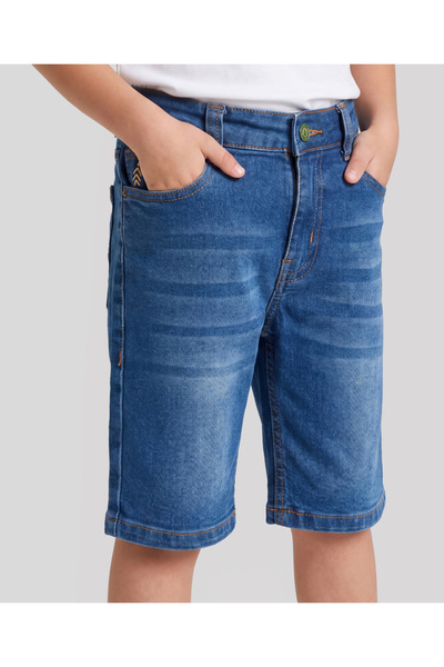 Pine kids Denim Woven Washed Above Knee Length Short - Dark Blue