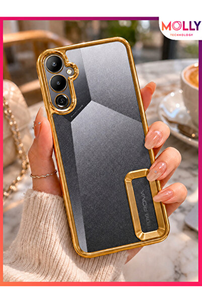 Molly TECNO POVA 4 İçin Kenarları Metalik Gold Lens Koruyuculu Lou Lazer Şeff...