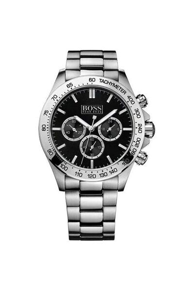 Hugo Boss Ανδρικό Ρολόι 44mm Χρονογράφος Μπαταρίας με Ασημί Μεταλλικό Μπρασελ...