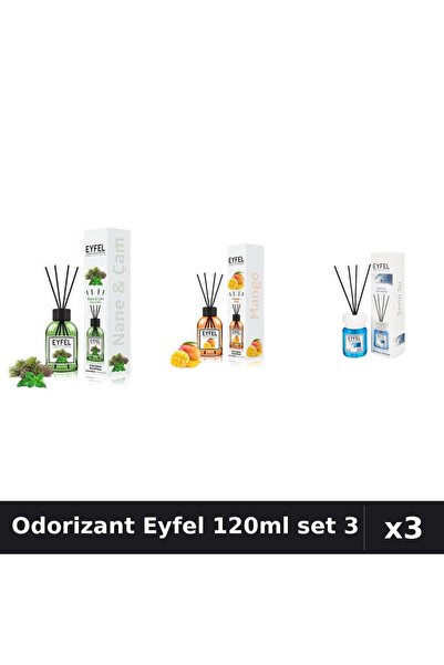 Eyfel Set 3 Odorizante Camera cu Betisoare 120ml - Cool Water, Mango, Pin și ...